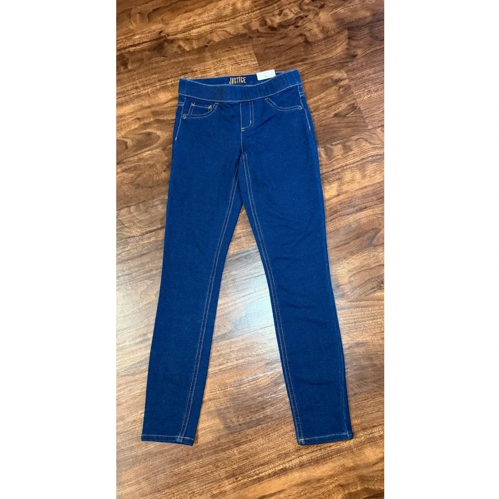 Justice Denim Leggings Girls 12 Slim Blue New Mid Rise Stretch Jeggings